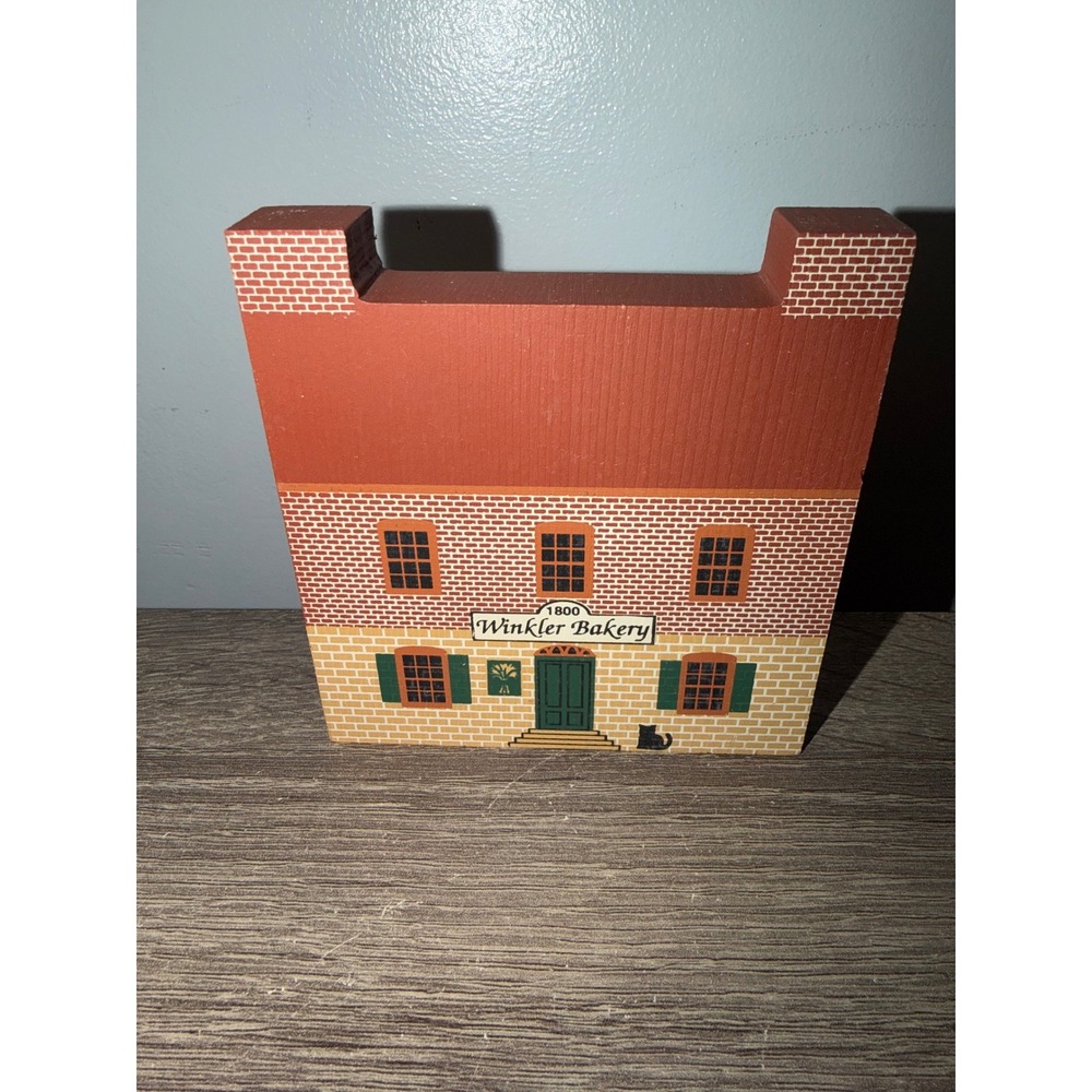 Vintage 1989 The Cats Meow Village Winkler Bakery Series VII Wooden Shelf Sitter